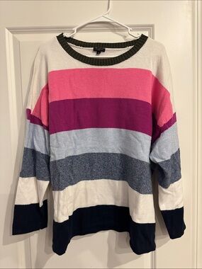 Talbots Multicolor Striped Cotton Crewneck Sweater